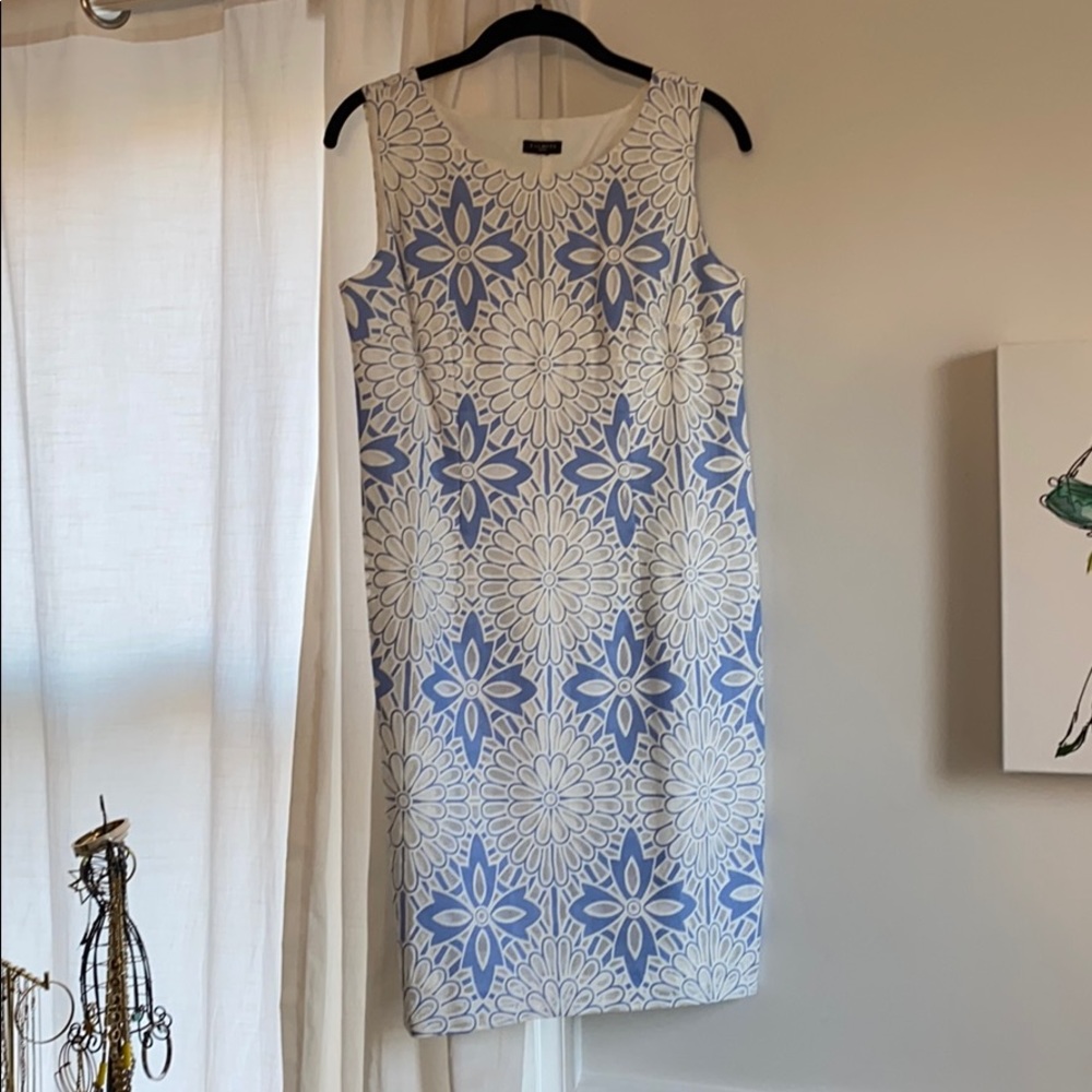 Talbots Blue & White Floral Lace Shift Dress - Picture 4 of 4